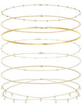 8Pcs Waist Chain 18K Gold Plated Belly Belt Chains Sexy Bikini Summer Beach Satellite Beaded Sequin Snake Layered Coin CZ Body Chain Jewelry Accessories for Women Gold Silver Tone Adjustable - color: Gold