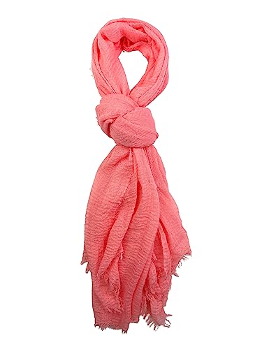 Humble Hilo Womens Woven Bohemian Style Gauze Scarf,Shawl, Head Wrap Fringed Edge Lightweight, Long Folds Small - color: Peach