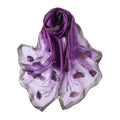Jeelow Silk Blend Floral Fashion Scarf Shawl Wrap Lightweight Sheer For Women Floral Embroidery Wedding Party Prom - color: Purple Monet 1