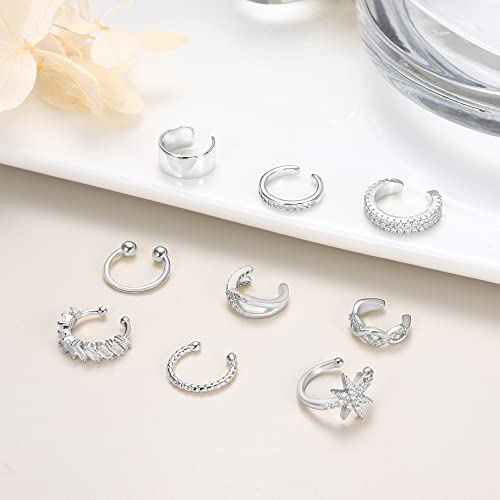 Dochais 9Pcs Ear Cuff 14K Gold Plated Cuff Earrings Gold Ear Cuffs Non Pierced Ear Clips Cartilage Earring Fake Earrings - style: B-12pcs-Silver