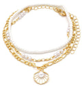 Beach shell sea star sea bead anklet set for Women, adjustable gold-plated Bohemian shell bracelet for ankle Fashion Layered anklet - color: Shell &pearl 3Pcs