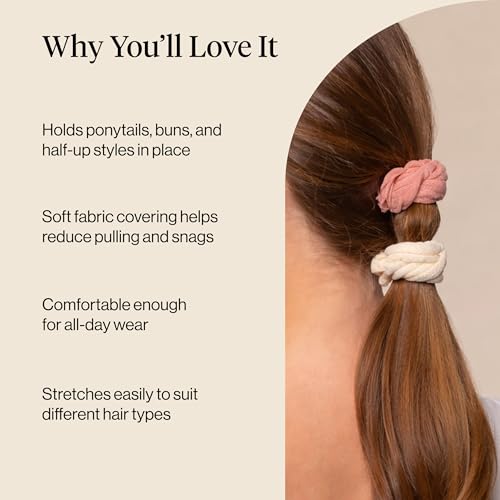 Kitsch Petal Hair Ties No Damage - Strong, Stretchy & Snag-Free Hair Bands | Soft Fabric Ponytail Holders, Stylish Elastics for Everyday Hairstyles | Ideal Gifts for Women - Blush, 10pcs - color: Blush Petal (Pack of 10)