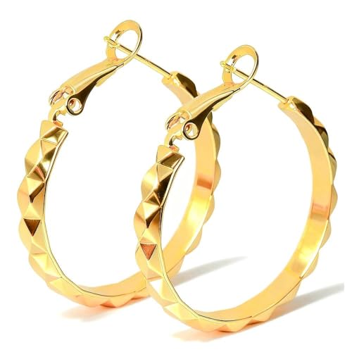 ToHeart Gold Hoop Earrings for Women Twist Hoop Earrings Gold Plated - style: Hoop Earrings N