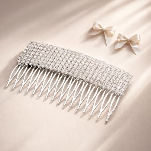 BERRICLE Hair Accessories for Women, Rhinestone Crystal Hair Comb for Thin/Thick Hair - color: Multi-Row Rhinestone Comb, Silver-tone