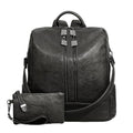 Women's Backpack with Wristlet Set, Large Capacity Tote Backpack for Women, Fashion Travel Backpack & Stylish Mommy Bag (Black) - color: Black
