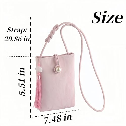 Women Mini Crossbody Bags Small Shoulder Bags CellPhone Purse Tassels Wallet Purse for Women - color: Pink