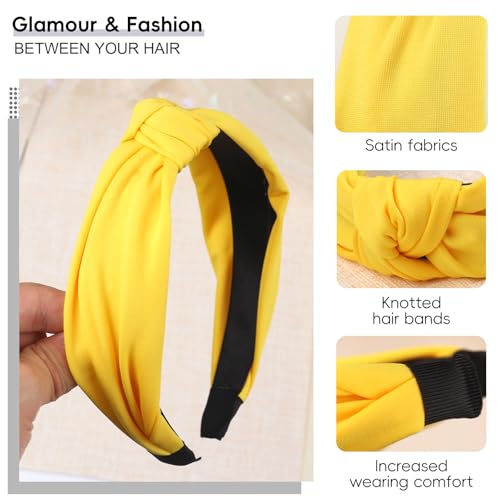 Yellow Knotted Headband Knot Hair Bands Fashion Elegant Hair Accessories for Women Girls Fall Thanksgiving Birthday Wedding Party Supplies - color: Yellow