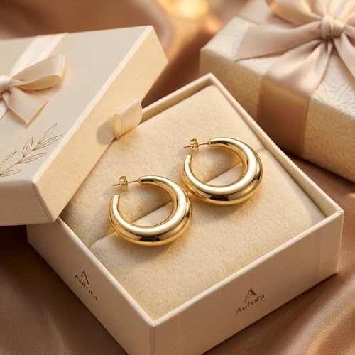 4 Pair Small Gold Hoop Earrings for Women Sensitive Ears - Hypoallergenic 14k Real Gold Plated Hoops Zirconia Cartilage Huggie Earrings Set Helix Piercing Earring Gold Jewelry for Women Gift - color: 1950 Hoop Gold