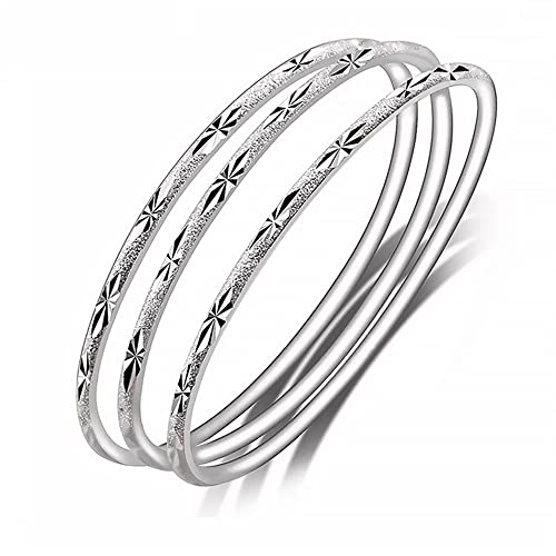 Sterling Silver Bangle Bracelets for Women,Fashion Jewelry Simple Adjustable 925 Silver Cuff Bangles for Women Mom Wife Valentine Mothers Day Gift - color: Inner diameter 2.56inch
