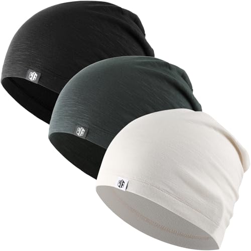 WTACTFUL 3 Pieces Cooling Skull Caps for Men & Women - Soft & Breathable Cycling Cap for Summer - color: # Black+gray+white