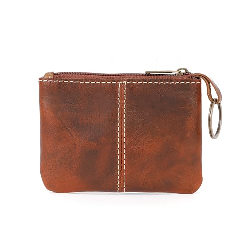 Coin Purse for Men,Coin Pouch for Men,Genuine Leather Mens Tray Purses Coin Purse Cash Change Wallet Key Holder Money Pouch (Cognac Brown) - color: Cognac Brown