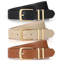 3 Pack Women's Belts for Jeans Pants Dresses Fashion Ladies Leather Waist Belt with Buckle Leather Belts - color: Black+beige+brown(gold), size: Fit Waist Size 37-41in