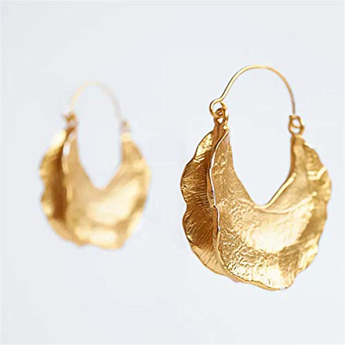 Simple Large Vintage Gold Circle Hoop Earrings Boho Irregular Hollow Shield Shape Dangle Drop Earrings for Women Statement Jewelry Gifts - color: Gold