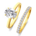 Engagement Rings for Women,Two-in-One Halo Wedding Promise Cubic Zirconia Band,18K Gold Plated Stainless Steel Wedding Ring Set for Women,Promise Ring for Anniversary or Proposal - size: 9, style: Wedding Ring Set