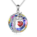 POPLYKE Mothers Day Gifts for Mom Her Wife Tree of Life Necklace 925 Sterling Silver Birthstone Pendant with Crystal Anniversary Birthday Wedding Jewelry for Women - color: 01-Jan-Garnet, style: White Gold Plated-Volcano Crystal