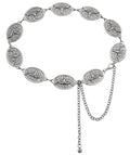 XZQTIVE Women Boho Chain Belts For Dresses Jeans Western Cowgirl Waist Links Belt Adjustable Metal Concho Belt - size: Fit Waist upto 36inches, style: Matte Bull Silver