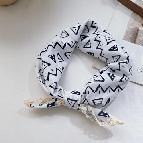 Soft Cotton Like Lace Bandana Headband, Head Wrap, Protective Coverage, Hair Neck Scarf for Women 24 x 24 inch - color: Cas025 - Triangle W