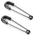 CHIC & ARTSY 925 Sterling Silver Safety Pin Earrings - Lightweight Comfortable Punk Paperclip Cartilage Hoop Earrings, Trendy Industrial Style Jewellery for Women and Men - color: Black-#1