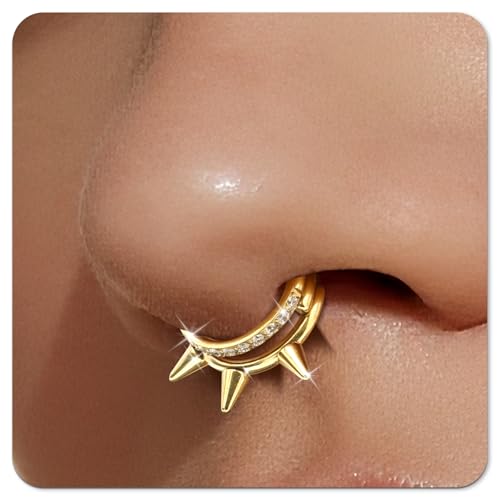 Small Cartilage Double/Triple-Hoop Helix Conch Piercing Earrings With Cubic Zirconia For Women Trendy 14K Gold Plated Titanium Surgical Stainless Steel Sets Nose Rings Hoops Septum Rings - color: 14K Gold, style: D-4Pairs-16Gauge-Double CZ hoop