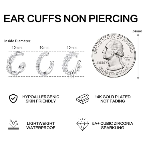 Dochais Ear Cuffs Non-Piercing Earrings for Women Cute Small Clip-On Cartilage Earring 14k Gold Plated Dainty Fake Piercings Earings - style: S1