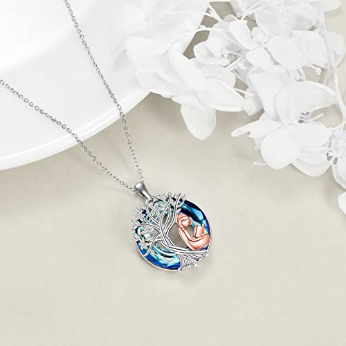 YFN Tree of Life Necklace Sterling Silver Crystal Jewelry Graduation Birthday Gifts for Women - color: Book