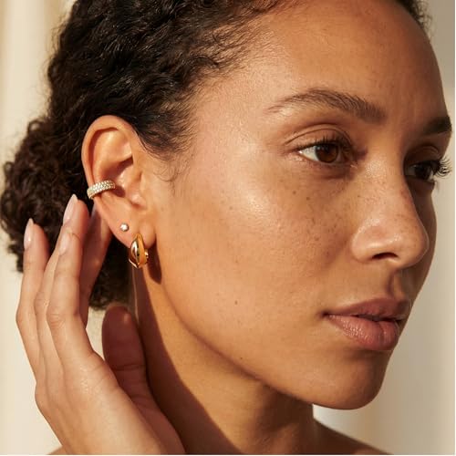 MYEARS Women Earrings Gold Huggie Hoop 14K Small Simple Hypoallergenic Everyday Jewelry - style: Crescent