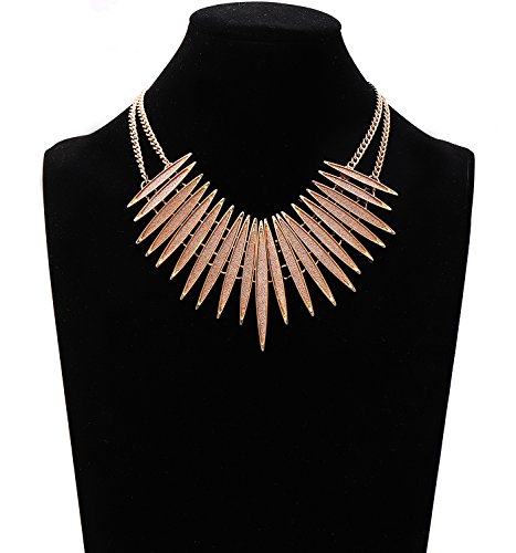 MOLOCH Sparkling Druzy Leaf Choker Necklace Fashion Gold-Tone Collar Necklace Bib Statement Chunky Tribal Necklace Woman Jewelry - color: Gold