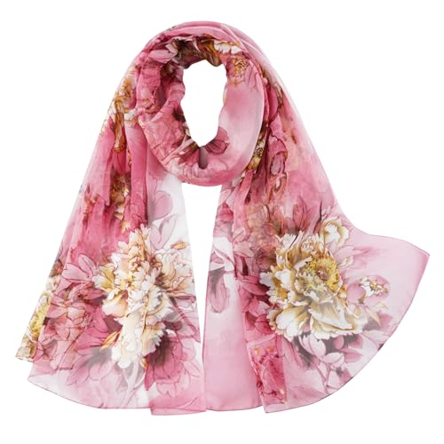 E-Clover Unique Fashion Women's Scarf Chiffon Sheer Scarves for Women Lightweight - color: Pink-0401