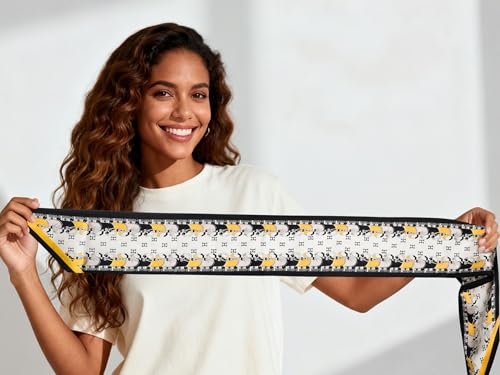 Sumolux Head Hair Scarf for Women Neck Purse Bag Handbags Scarf Like Silk - color: Black Yellow H