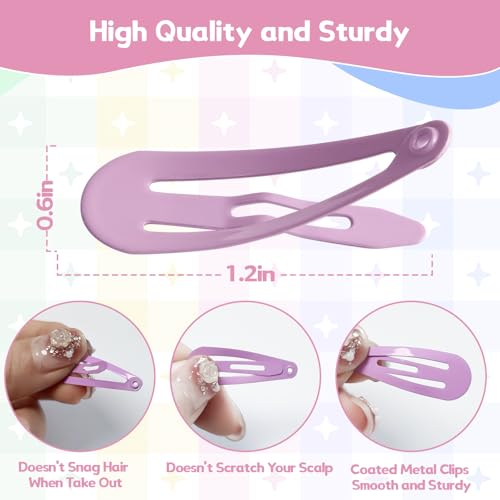 Snap Mini Hair Clips, 100PCS Premium Kids Barrettes Metal Non Slip Hair Bow Clips for Girls Toddler, 1.2 Inch 20 Colors