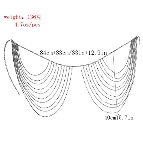Rhinestone Body Chains Layered Crystal Waist Chain Beach Bikini Jewelry for Women