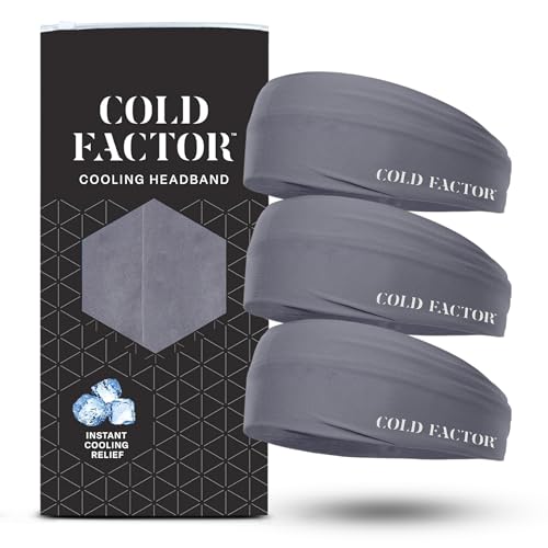 COLD FACTOR Cooling Headband for Women and Men – UPF 50+ Advanced Evaporative Comfort, Instant Cooling Sweatband for Outdoor Sports, Fitness, Yoga, Hiking, Running, and Workout - color: Gray