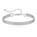 Tennis Mesh Bracelet 14K Gold/Sterling Silver Plated Copper Dainty Adjustable Heart Clover Butterfly Charm Hand Bracelets for Women Brides Stackable Fashion Jewelry Wedding Prom Gift - style: C-SL