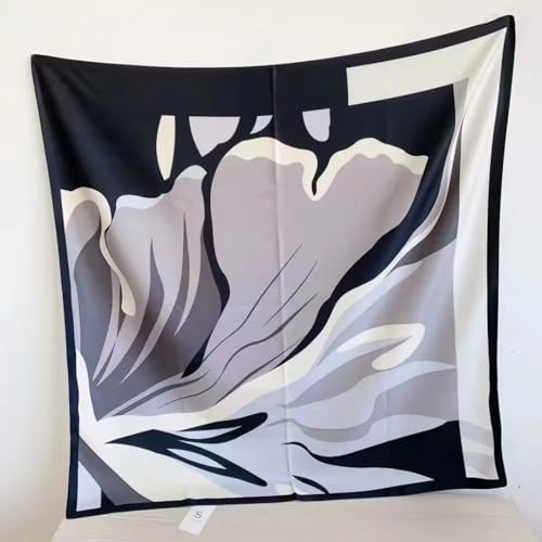 Women's Square Silk Like Head Scarf Large 35 inch Silk Feeling Hair Wrapping Satin Scarves for Sleeping Bandanas - color: A003-2 Twill Grey