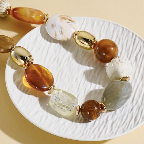 Beaded Choker Chunky Necklace for Women Statement Charm Necklace for Party Festive Vacation Gift