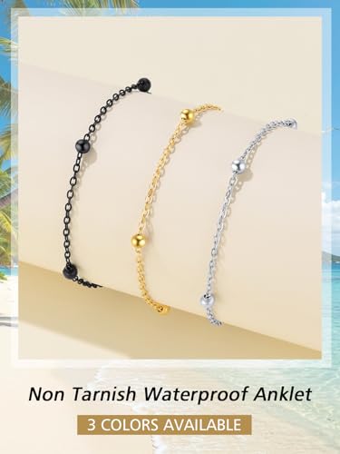 FindChic Stainless Steel Ankle Bracelets for Women, Waterproof Figaro/Cuban/Box/Beaded Chain Anklets, Summer Beach Foot Jewelry, 8.5''-10.5'' Adjustable Length, with Gift Box - style: Modern