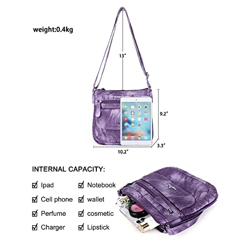 Angelkiss Small Womens Crossbody Bag Leather Shoulder Purse for Women Hobo Bag with Adjustable Shoulder Strap - color: 1-purple