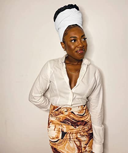 HOMELEX Head Wraps Turbans Stretch Jersey Knit Headwraps Wrap Turban Scarf Tie for Women - color: Wt