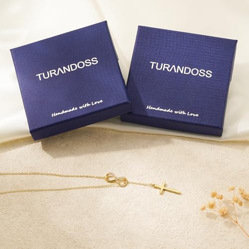 Turandoss Gold Cross Necklace for Women Girls Jewelry Gifts, Dainty 14K Gold Plated Cross Necklace Infinity CZ Holy Mary Medal Necklaces for Women Baptism Religious Faith Jewelry First Communion Gifts - color: infinity cross necklace