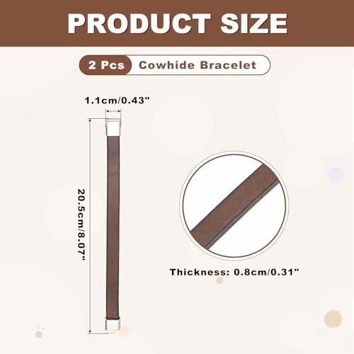 MECCANIXITY 2Pcs Plain Leather Bracelets Buckle Bangle,8" Silver Leather Snap Bracelets Adjustable Blank Wrist Cuffs DIY Craft Wristbands for Men Women Stamping Jewelry Making - color: Silver, size: 8"