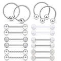 16Pcs Nipple Piercing Jewelry 14G Surgical Steel Nipple Rings Hoop Rings Retainer Piercing Jewelry for Women Men 14MM (9/16 Inch) - color: A:8 pairs/silvertone