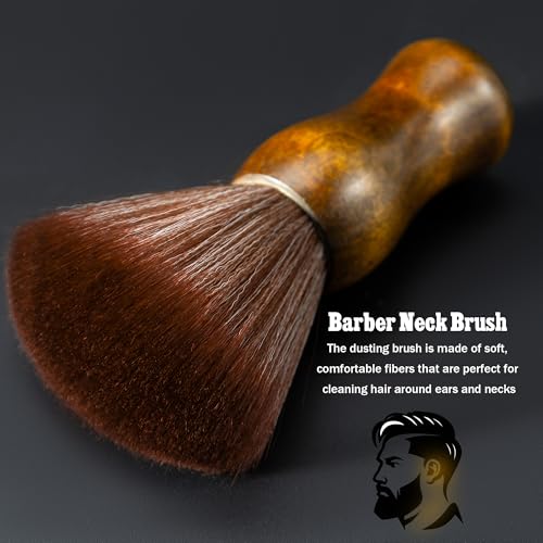 SALONSILK 13PCS Hair Cutting Shaving Brush and Comb Set, Professional Barber Combs for Hair Stylist, Premium Grade Barber Brush Neck Duster, Fading Comb Barber Clipper Comb - color: Hair Dressing Brown