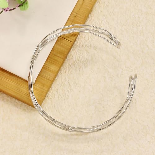 Gold Arm Cuff for Women,Arm Cuff Upper Arm Bracelet Jewelry Minimalist Armband ArmCuffs Bangle Bracelets Summer Beach Accessories - color: Silver 3