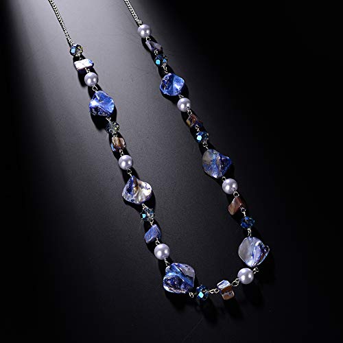 PEARL&CLUB Long Beaded Necklaces For Women - Sweater Chain Fashion Jewelry Necklace Gifts For Women - color: 35-Blue