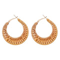 Boho Handwoven Rattan Hoop Earrings, Summer Beach Rattan Earrings Cute Hoop Dangle Drop Lightweight Bohemian Weaving Jewelry for Women Fashion Travel Essentials
