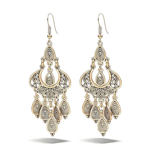 Boho Earrings for Women Trendy Gold Dangle Earrings Vintage Bohemian Indian Country Jewelry Gifts Boho Dress Chic Clothing - color: A11:Gold boho earrings