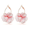 Gold Flower Statement Earrings for Women Boho Trendy Hoop Earrings Floral Dangle Petal Earring Prom Wedding Jewelry Gifts - color: A4:pink