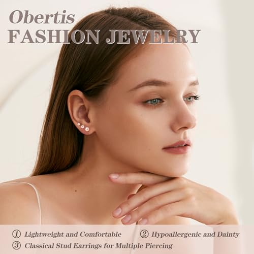 Sterling Silver Earrings for Women: Hypoallergenic 925 Sterling Silver Round Ball Stud Earrings for Women Multiple Piercing 5 Pairs Tiny Stud Earrings 2mm 3mm 4mm 5mm 6mm - style: Rose gold stud earrings