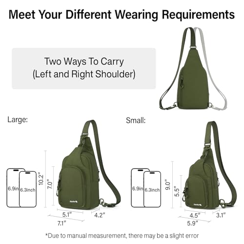 Hanke Crossbody Sling Bag for Women Men, Small & Large Casual Cross Body Sling Bags, Chest Bag for Outdoor Hiking Travel - color: Pine Green, size: Small