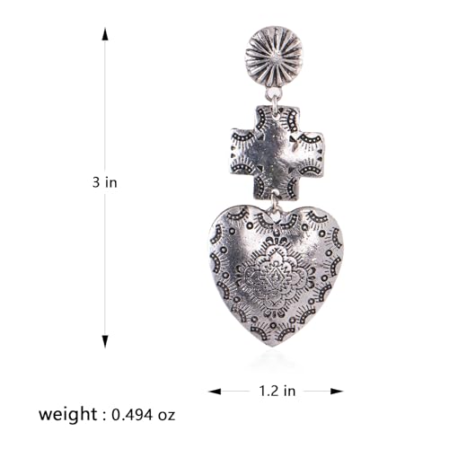 Rustic Couture's Western Earrings for Women Cowgirl Country Concho Dangling Western Statement Jewelry - color: C-Silver
